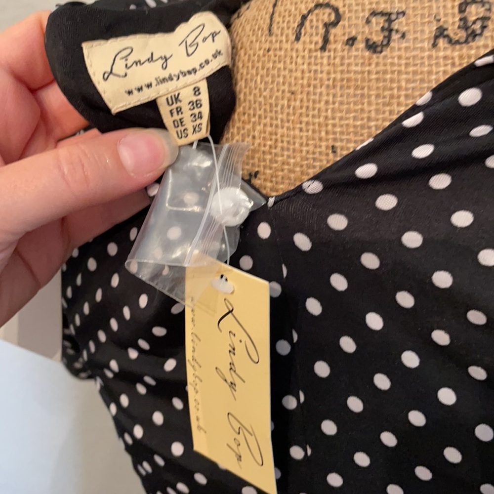 Black & white Polka Dot Lindy Bop Amie Tea Dress Small S - Picture 9 of 9